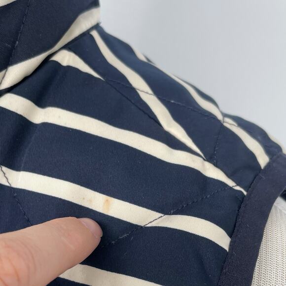 J. Crew Women's Vest Jacket Full Zip Dark Navy Stripes Sz Medium Puffer Quilted - Picture 13 of 14